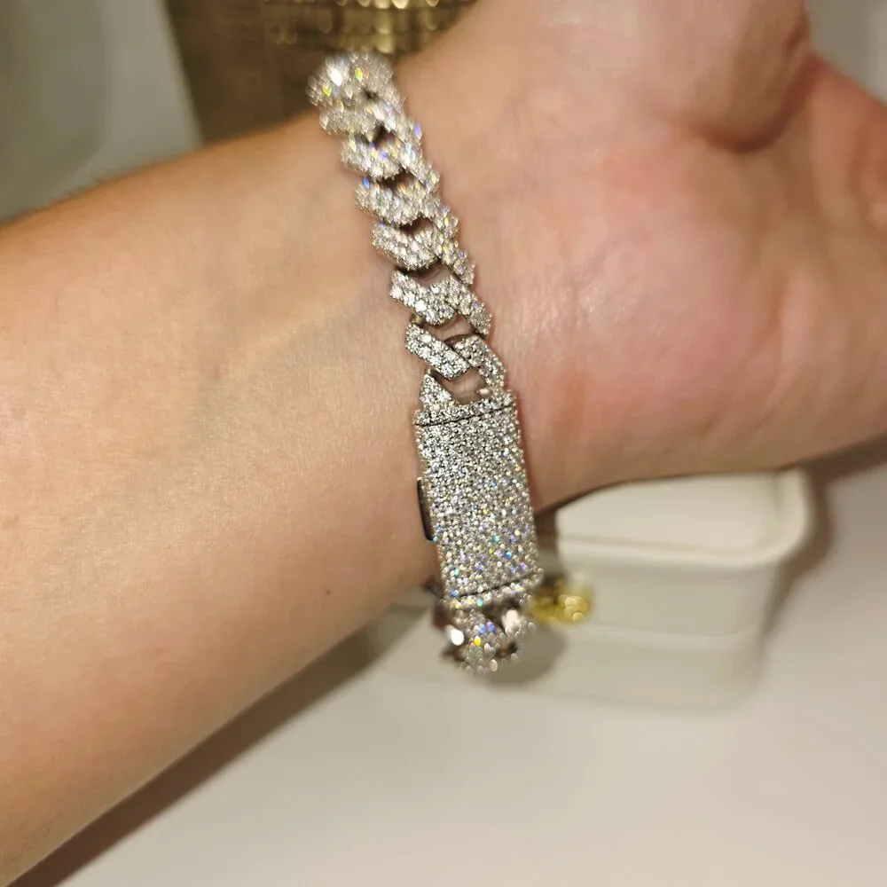 Silver Pave Cuban Link Bracelet